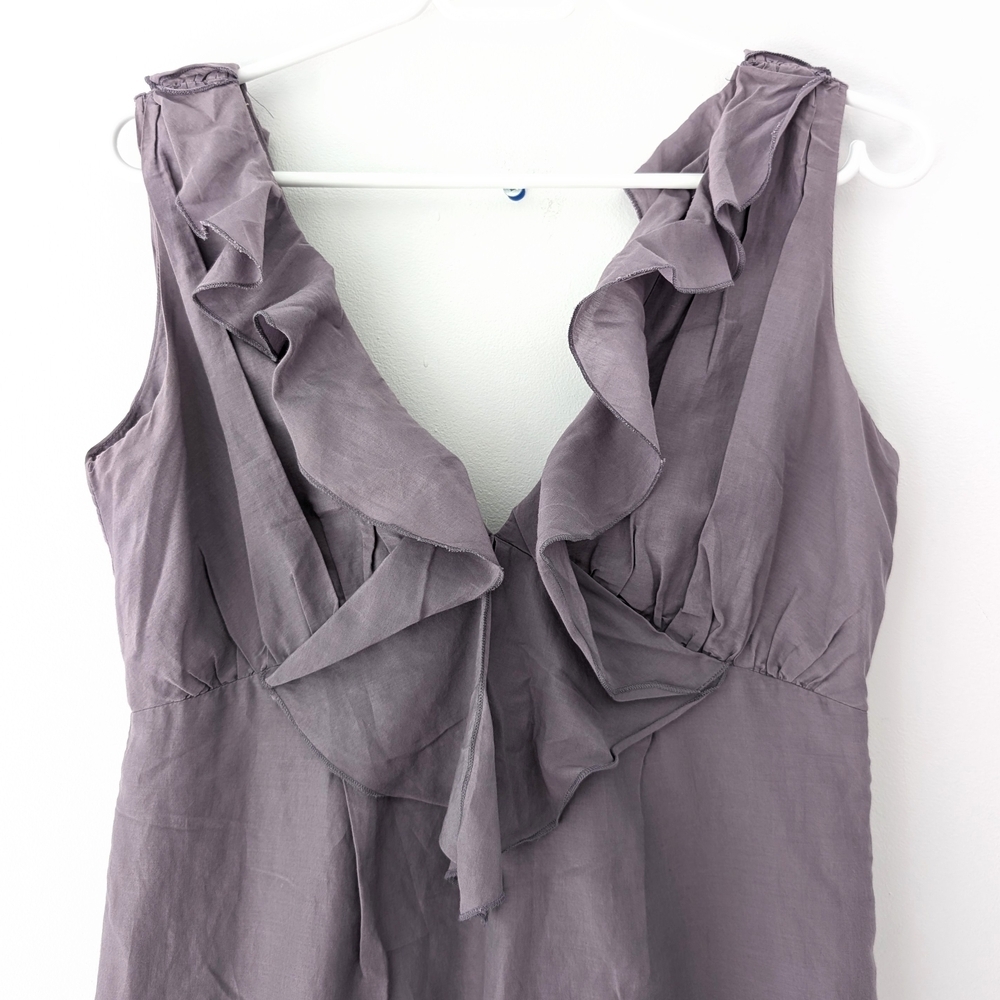 Margit Brandt Danish Designer Romatic Ruffled Lavender Mini Dress * Size Medium - Picture 2 of 8